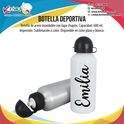 Botella deportiva tapa chupón personalizada.