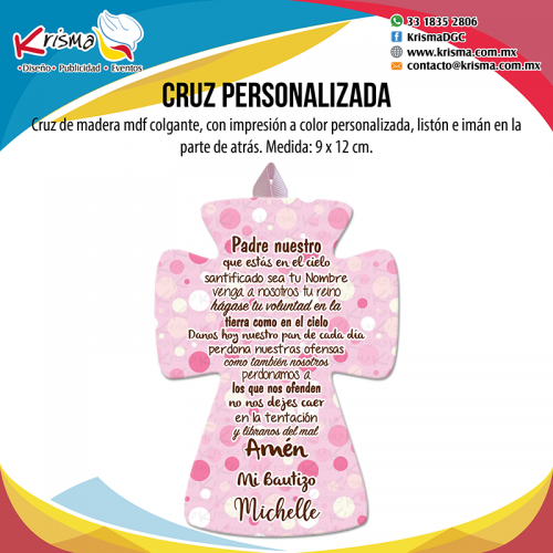 Cruz personalizada para Bautizo.