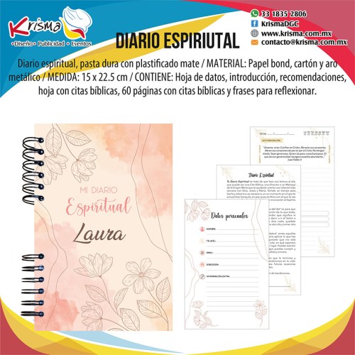 Libreta Diario Espiritual Lectura Bíblica Oración Diaria.