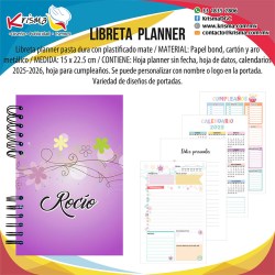 Libreta planner flores lila