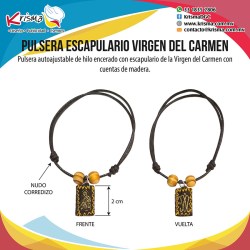 Pulsera Escapulario Virgen del Carmen con cuentas madera