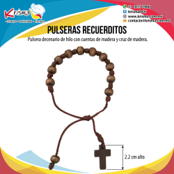 Pulsera decenario cruz de madera.