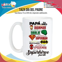 Taza 15oz Papá Súper Héroes