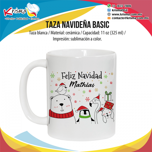 Taza 11oz Animalitos Navideños.