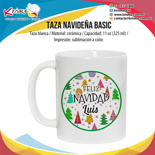 Taza 11 oz Arbolitos Navideños.