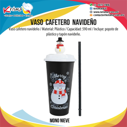 Vaso cafetero navideño mono nieve.