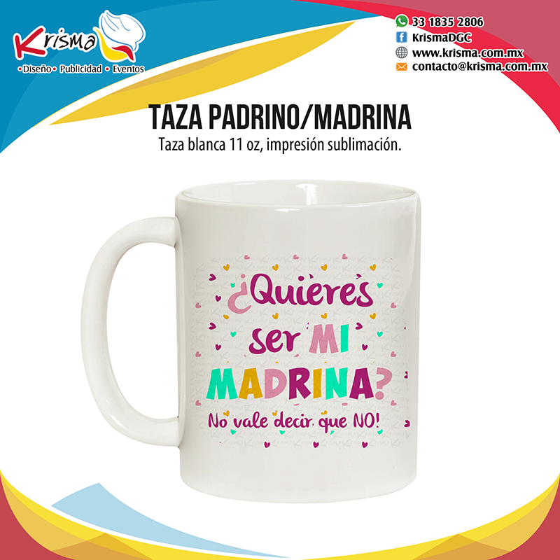 Tazas Madrina y Padrino: Taza Quieres ser mi Madrina corazones